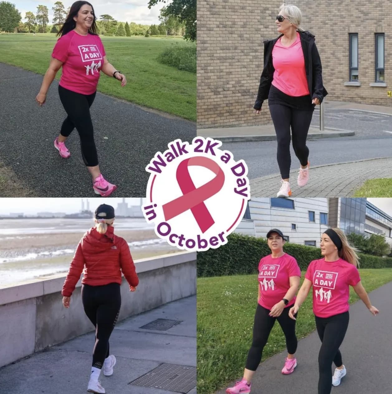 Walk 2K a Day in October campaign graphic with photos of participants
